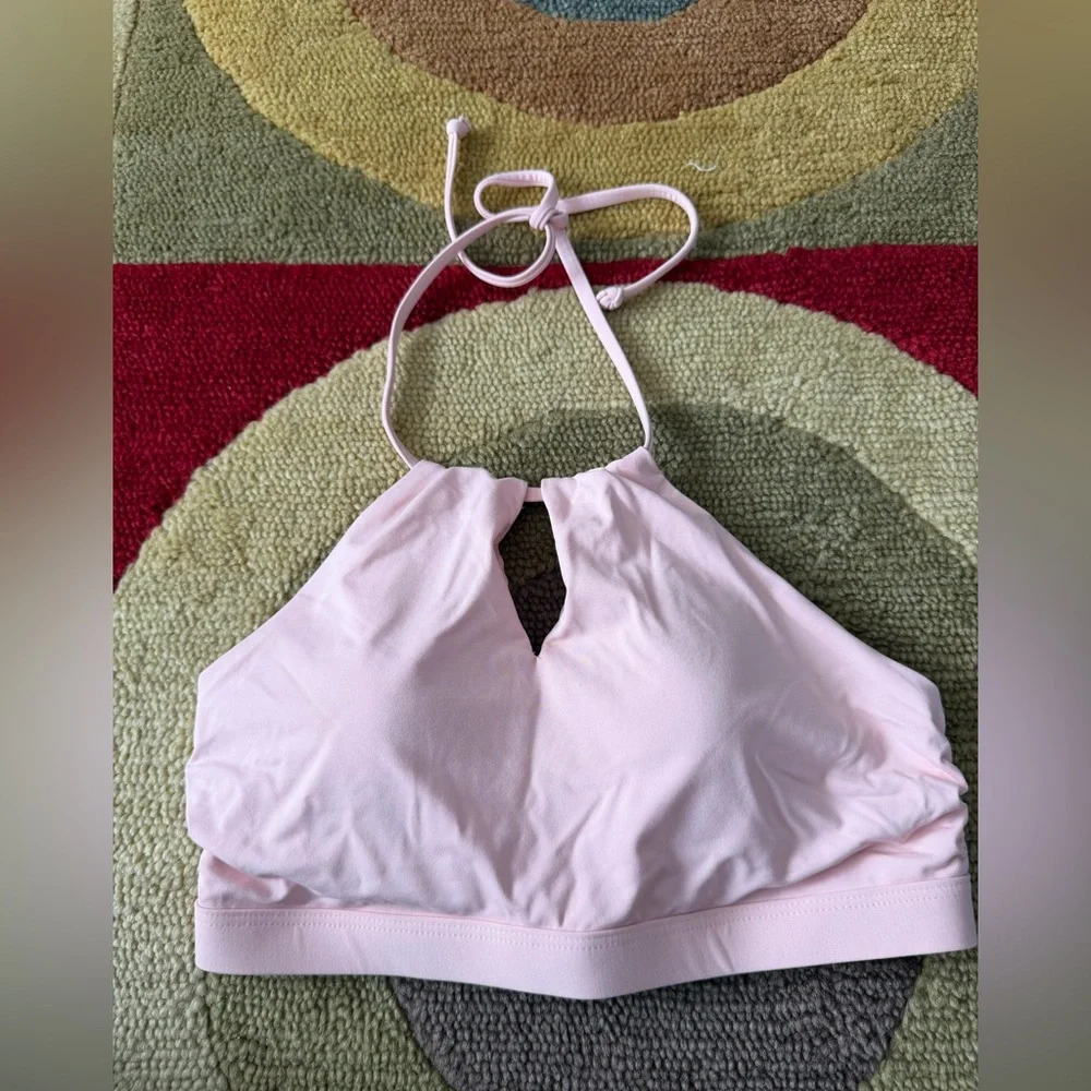 Athleta Women High Neck Keyhole Bikini Top Swim Swimwear Pink Women’s Size Small